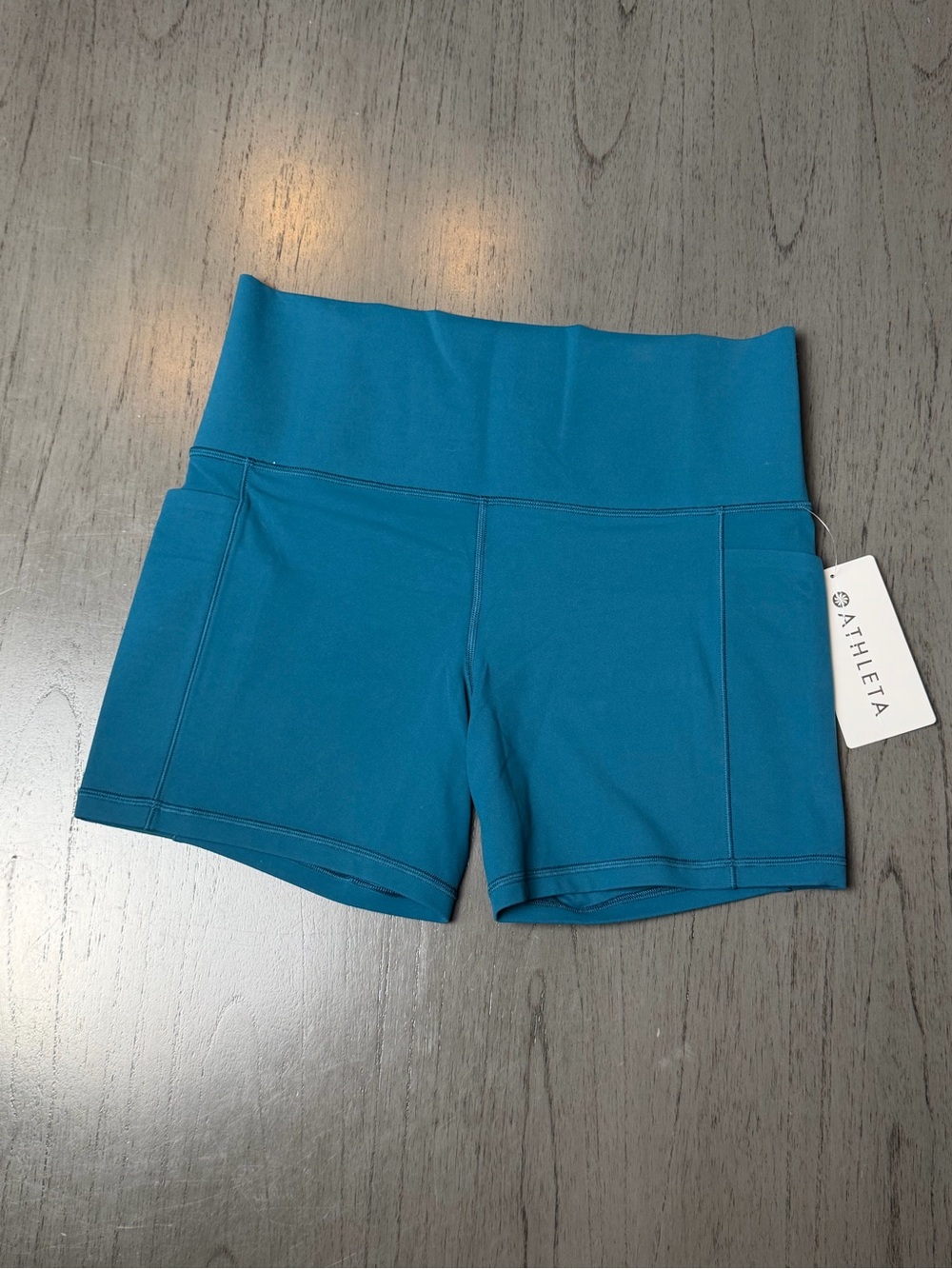 Athleta Teal High-Rise Bike Shorts - Salutation Stash 5” Short - Picture 1 of 8